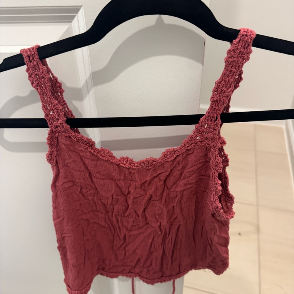 La Hearts Smocked Pink Crop Camisole